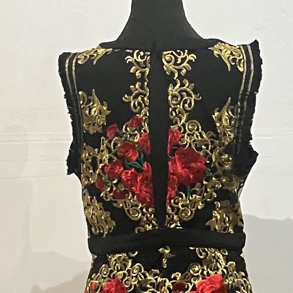 Wow, couture, red, black and gold lace dress - Picture 5 of 13